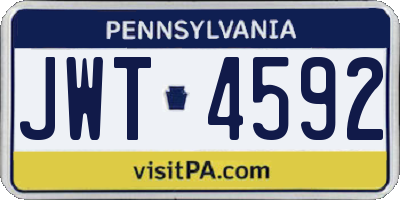PA license plate JWT4592