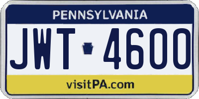 PA license plate JWT4600