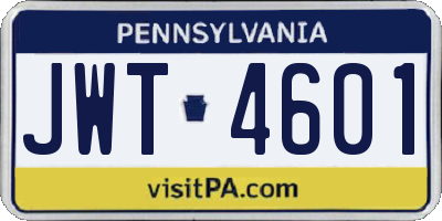 PA license plate JWT4601