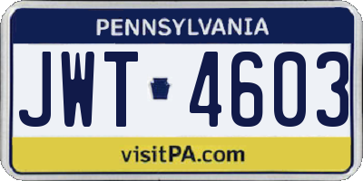 PA license plate JWT4603