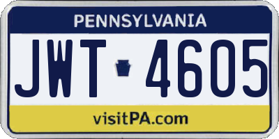 PA license plate JWT4605