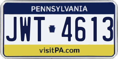 PA license plate JWT4613