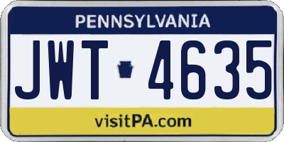 PA license plate JWT4635