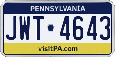 PA license plate JWT4643