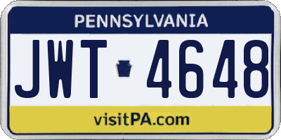PA license plate JWT4648