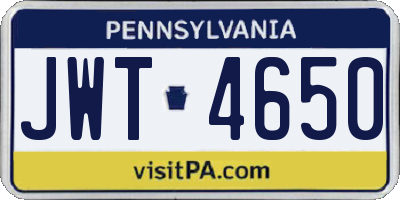 PA license plate JWT4650