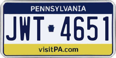 PA license plate JWT4651