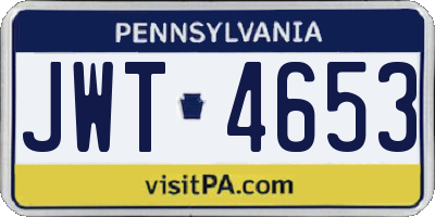 PA license plate JWT4653
