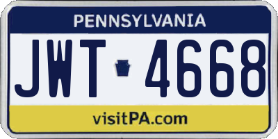 PA license plate JWT4668