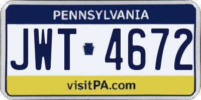 PA license plate JWT4672