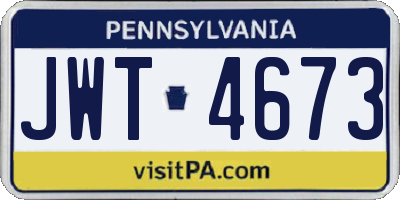 PA license plate JWT4673