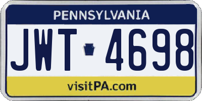 PA license plate JWT4698