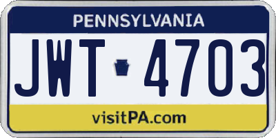 PA license plate JWT4703