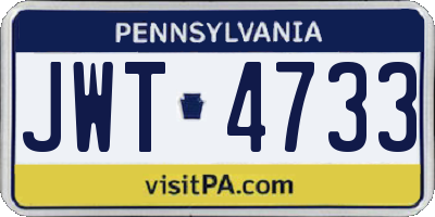 PA license plate JWT4733
