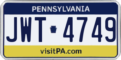 PA license plate JWT4749