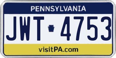 PA license plate JWT4753