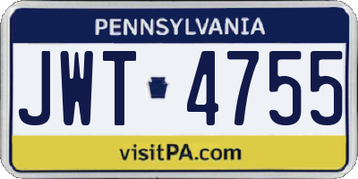 PA license plate JWT4755