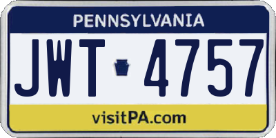 PA license plate JWT4757