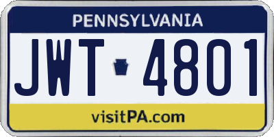 PA license plate JWT4801