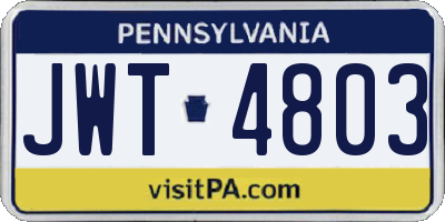 PA license plate JWT4803