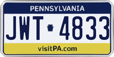 PA license plate JWT4833