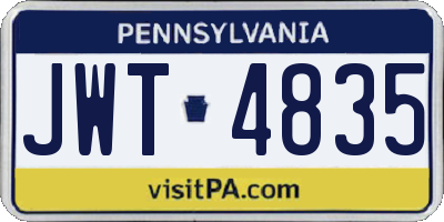 PA license plate JWT4835