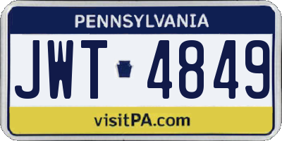 PA license plate JWT4849