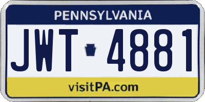 PA license plate JWT4881