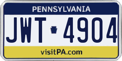 PA license plate JWT4904