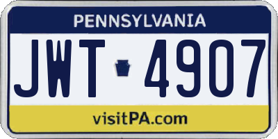 PA license plate JWT4907