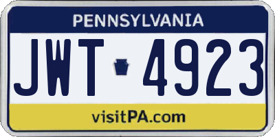 PA license plate JWT4923