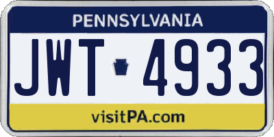 PA license plate JWT4933