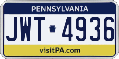 PA license plate JWT4936