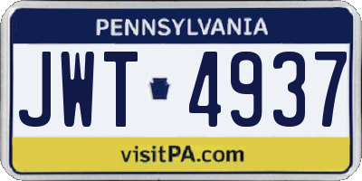 PA license plate JWT4937