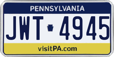 PA license plate JWT4945