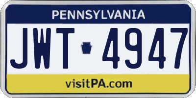 PA license plate JWT4947