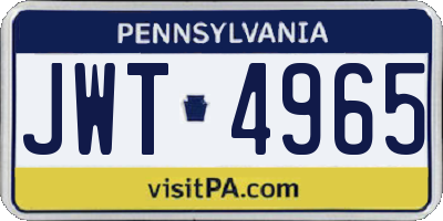 PA license plate JWT4965