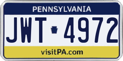 PA license plate JWT4972