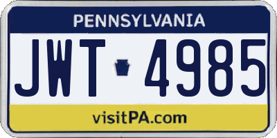 PA license plate JWT4985
