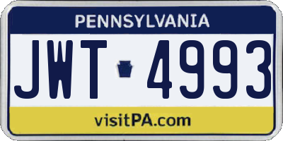 PA license plate JWT4993