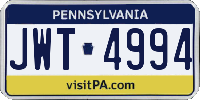 PA license plate JWT4994