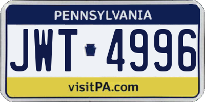PA license plate JWT4996