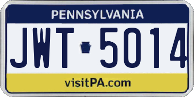 PA license plate JWT5014