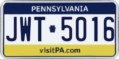 PA license plate JWT5016