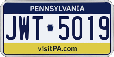 PA license plate JWT5019