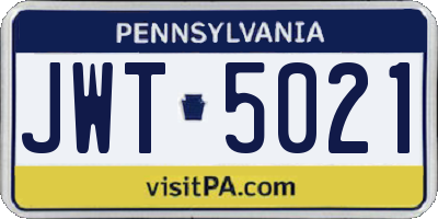 PA license plate JWT5021
