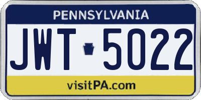 PA license plate JWT5022