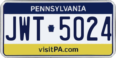 PA license plate JWT5024