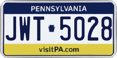 PA license plate JWT5028