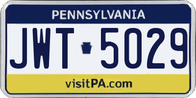 PA license plate JWT5029